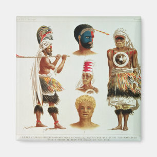 Diverse dansende kostuums in Nakello, Fiji Magneet