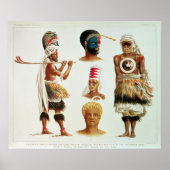 Diverse dansende kostuums in Nakello, Fiji Poster (Voorkant)