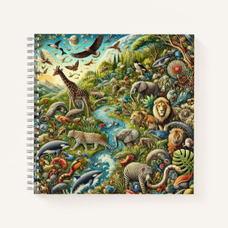 Diverse Dieren & Weelderig Ecosysteemontwerp Notitieboek