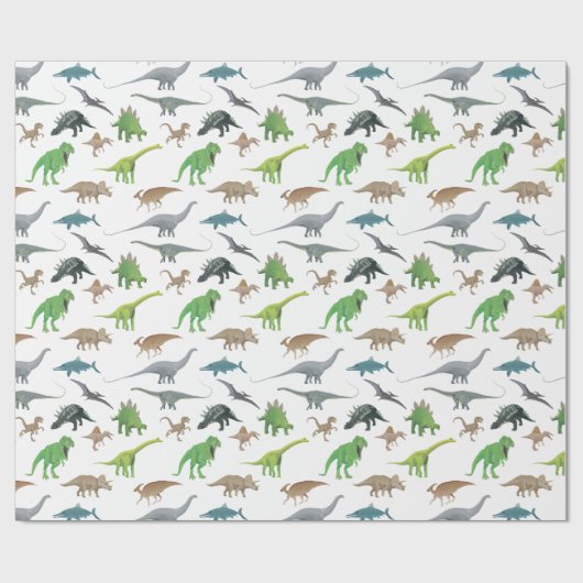 Diverse dinosauruspatronen cadeaupapier (Vlak)