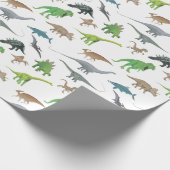 Diverse dinosauruspatronen cadeaupapier (Hoek)