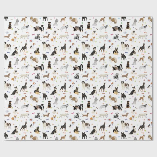 Diverse Dogs Pattern Cadeaupapier (Vlak)