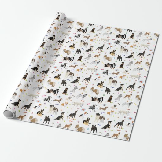 Diverse Dogs Pattern Cadeaupapier (Uitgerold)