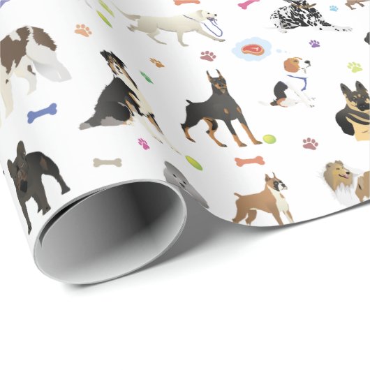 Diverse Dogs Pattern Cadeaupapier (Rol Hoek)