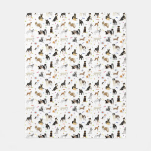 Diverse Dogs Pattern Fleece Deken