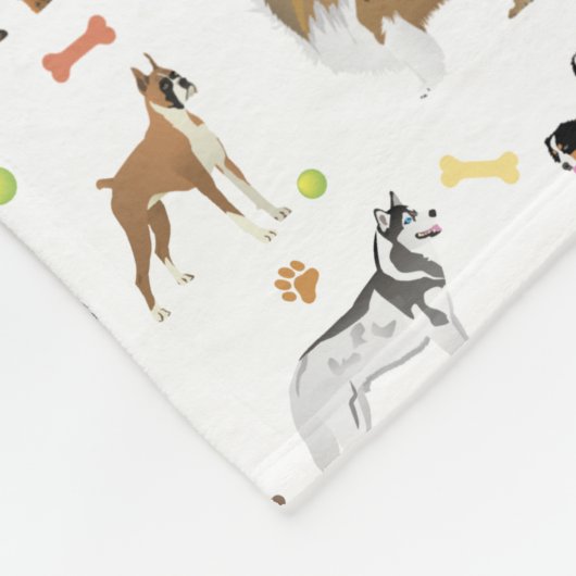 Diverse Dogs Pattern Fleece Deken (Hoek)