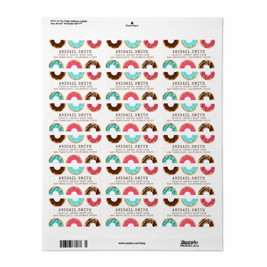 Diverse donuts etiket (Full Sheet)