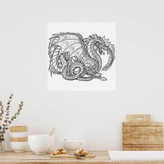 Diverse dragon Coloring (pagina 1) medium Poster (Keuken)