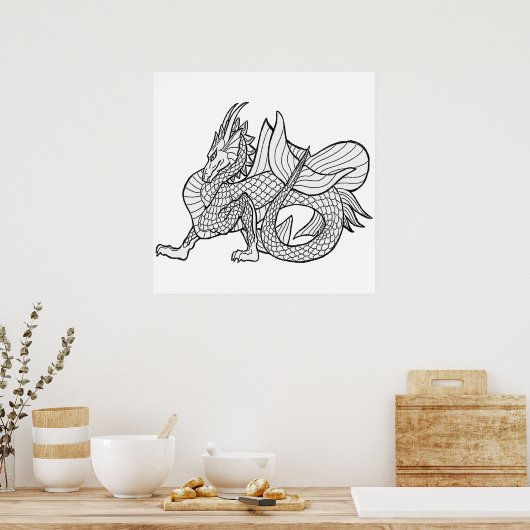Diverse dragon Coloring (pagina 2) medium Poster (Keuken)