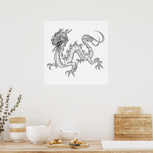 Diverse dragon Coloring (pagina 4) medium Poster (Keuken)