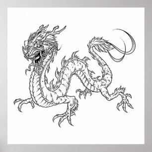 Diverse dragon Coloring (pagina 4) medium Poster