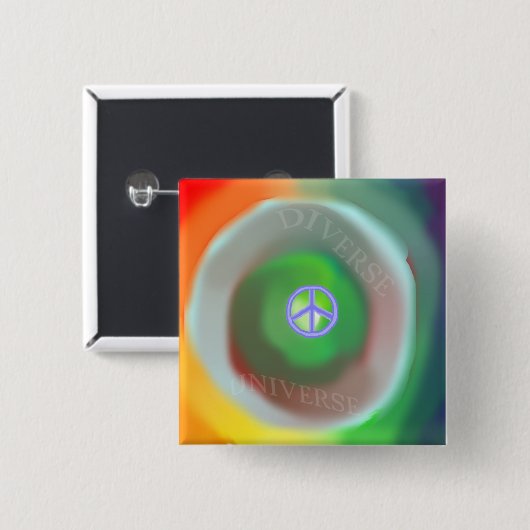 Diverse en vreedzame Universe Square Button (Voorkant /achterkant)