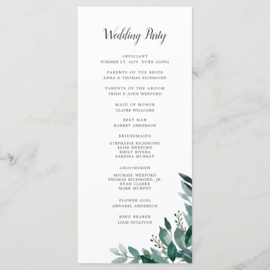 Diverse Foliage Wedding Ceremony Program Programmakaart (Achterkant)
