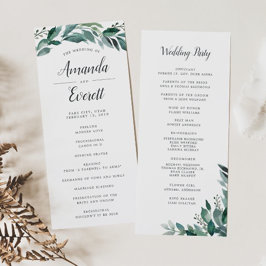 Diverse Foliage Wedding Ceremony Program Programmakaart