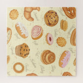 Diverse gebakjes: lekker naadloos patroon. legpuzzel (Horizontaal)