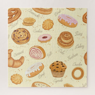 Diverse gebakjes: lekker naadloos patroon. legpuzzel