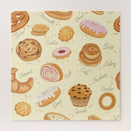 Diverse gebakjes: lekker naadloos patroon. legpuzzel (Verticaal)