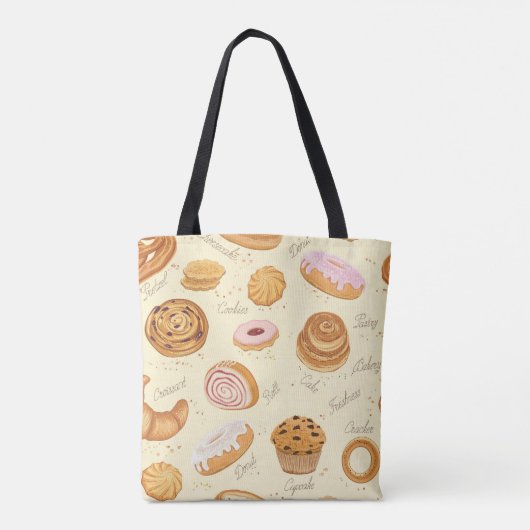 Diverse gebakjes: lekker naadloos patroon. tote bag (Achterkant)
