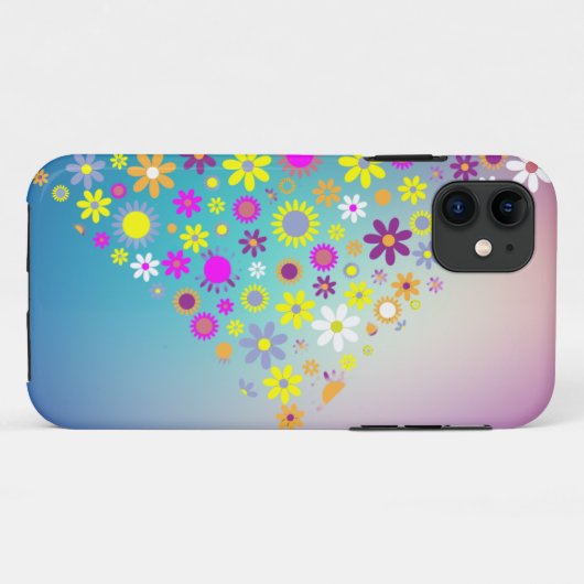 Diverse gekleurde bloemen iPhone Case (Achterkant (horizontaal))