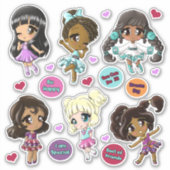 Diverse Girls Anime Friends Sticker (Voorkant)