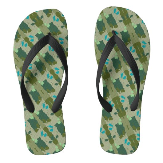 Diverse green colors background teenslippers (Voetbed)