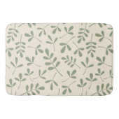 Diverse groene bladeren op crème patroon badmat (Voorkant)