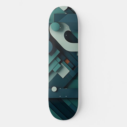 Diverse groene gelaagde vormen persoonlijk skateboard (Voorkant)