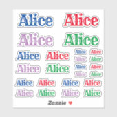 Diverse Grootten van de Naam Alice Sticker (Vel)