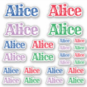 Diverse Grootten van de Naam Alice Sticker (Voorkant)