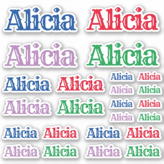 Diverse grootten van de naam Alicia Sticker (Voorkant)