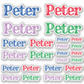 Diverse grootten van de naam Peter Sticker (Voorkant)