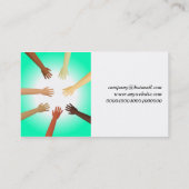 Diverse handen, de Naam van het Bedrijf Visitekaartje (Achterkant)