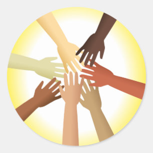 Diverse handen ronde sticker