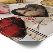Diverse harten met collage papier texturen poster (Hoek)