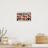 Diverse harten met collage papier texturen poster (Keuken)
