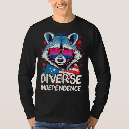 Diverse Independence Raccoon Bisexual Sunglasses F T-shirt (Voorkant)