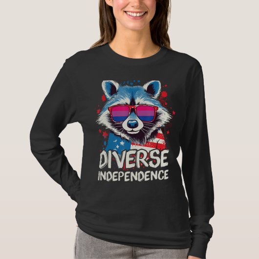 Diverse Independence Raccoon Bisexual Sunglasses F T-shirt (Voorkant)