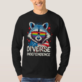 Diverse Independence  Raccoon LGBT Pride Sunglasse T-shirt