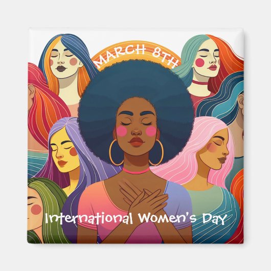 Diverse Internationale Vrouwendag Magneet (Voorkant)