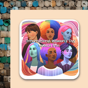 Diverse Internationale Vrouwendag Vierkante Sticker