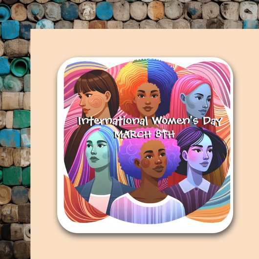 Diverse Internationale Vrouwendag Vierkante Sticker