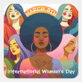 Diverse Internationale Vrouwendag Vierkante Sticker (Voorkant)