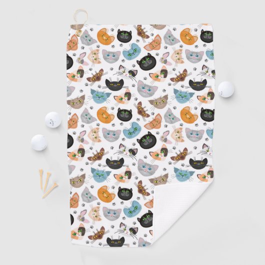 Diverse kat gezichten patroon golfhanddoek (Insitu)
