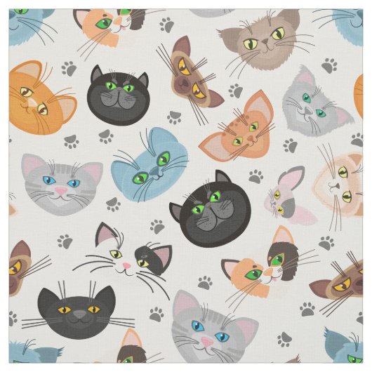 Diverse kat gezichten patroon stof (Swatch)