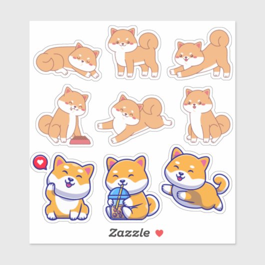Diverse Kawaii Shiba Inu Sticker (Vel)