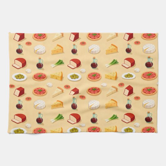 diverse kazen hapjes en mini pizzas theedoek (Horizontaal)