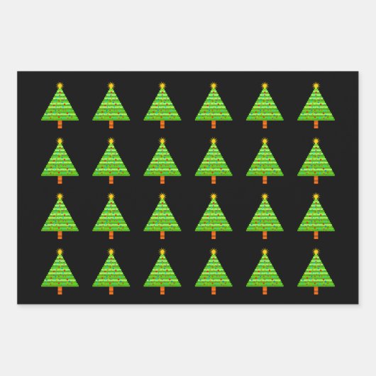 Diverse kerstboomrepresentaties inpakpapier vel (Voorkant 2)