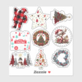Diverse kerstcadeaublaadjes sticker (Vel)
