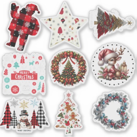 Diverse kerstcadeaustickers sticker (Voorkant)