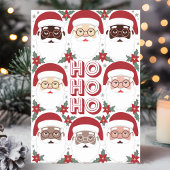 Diverse Kerstman gezichten Ho Ho Ho Kerstmis Feestdagen Kaart